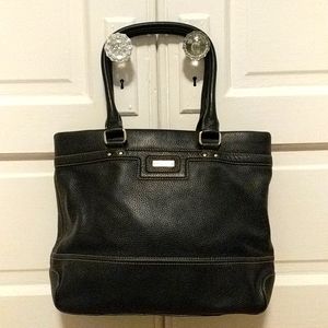 Kate Spade black leather work tote with dust bag